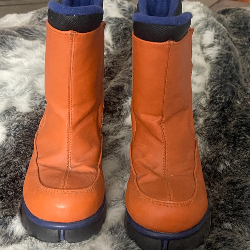 Lands' End Kids Orange Winter Boots with Blue Trim